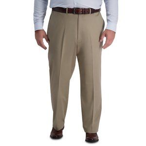...Haggar Big & Tall Flat Front No Iron Khaki Pants